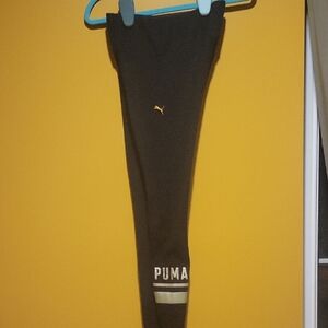 Puma Black Leggings with Gold Logo